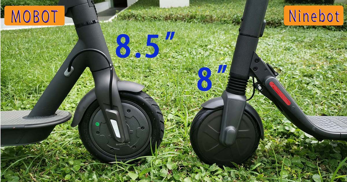 mobot u3 ninebot comparison front tyre - Comparison of UL2272 certified e-scooter MOBOT L1-1 vs Ninebot by Segway ES2
