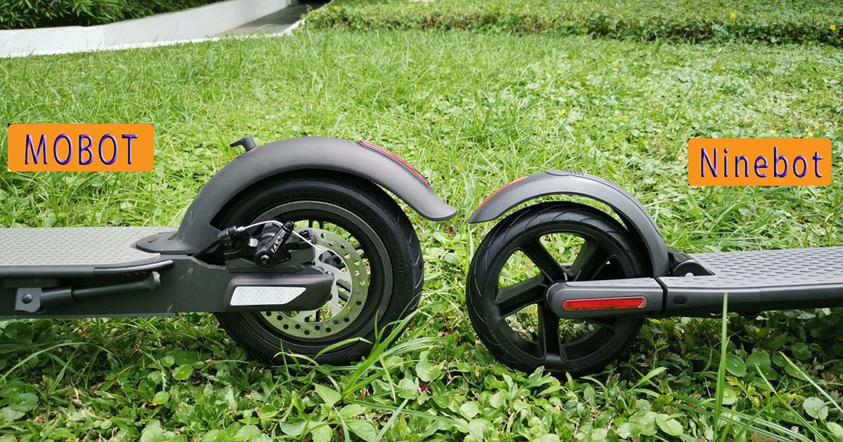 mobot u3 ninebot comparison rear tyre - Comparison of UL2272 certified e-scooter MOBOT L1-1 vs Ninebot by Segway ES2