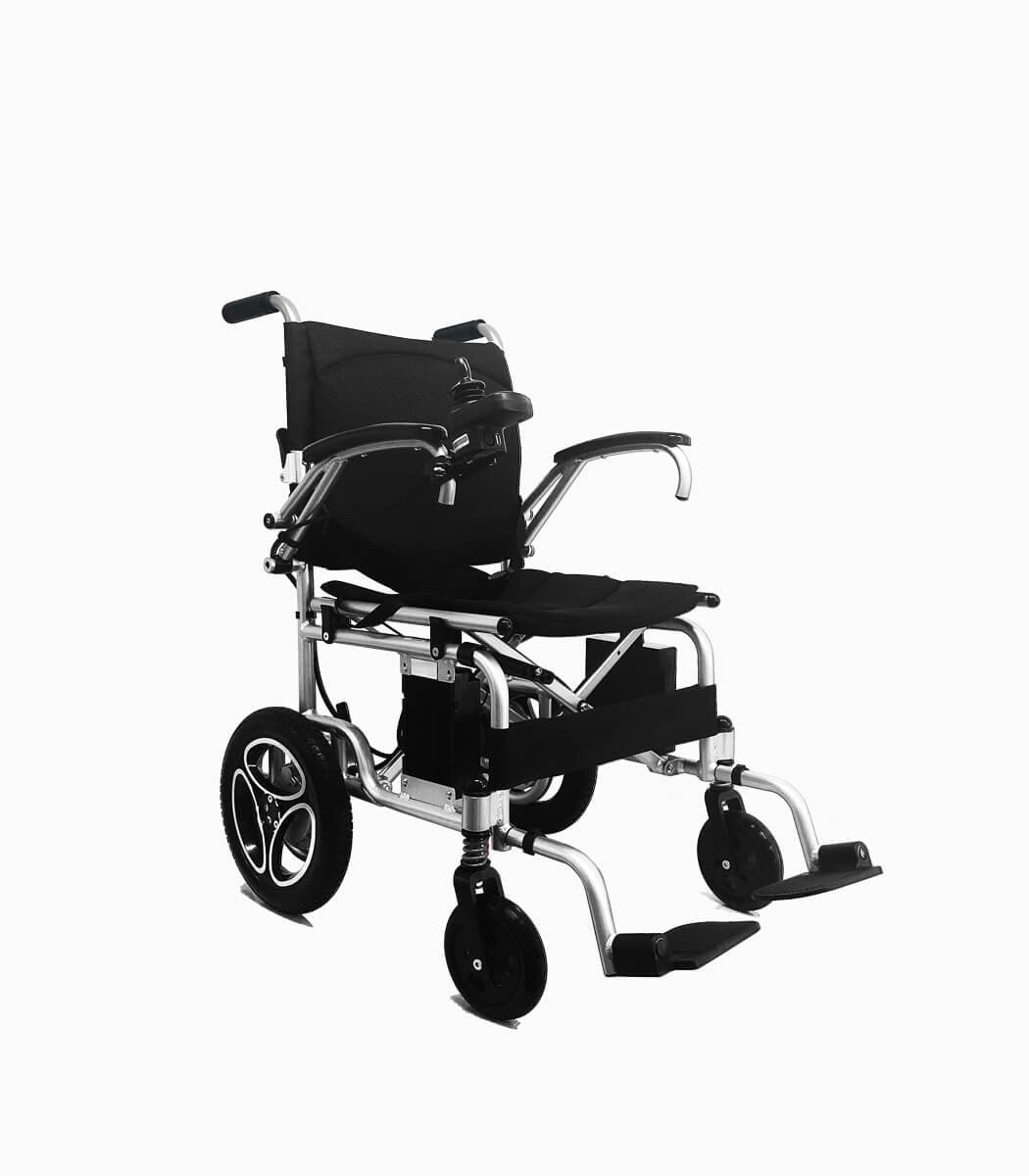MOBOT MWheel LS motorised electric wheelchair black angled right V1