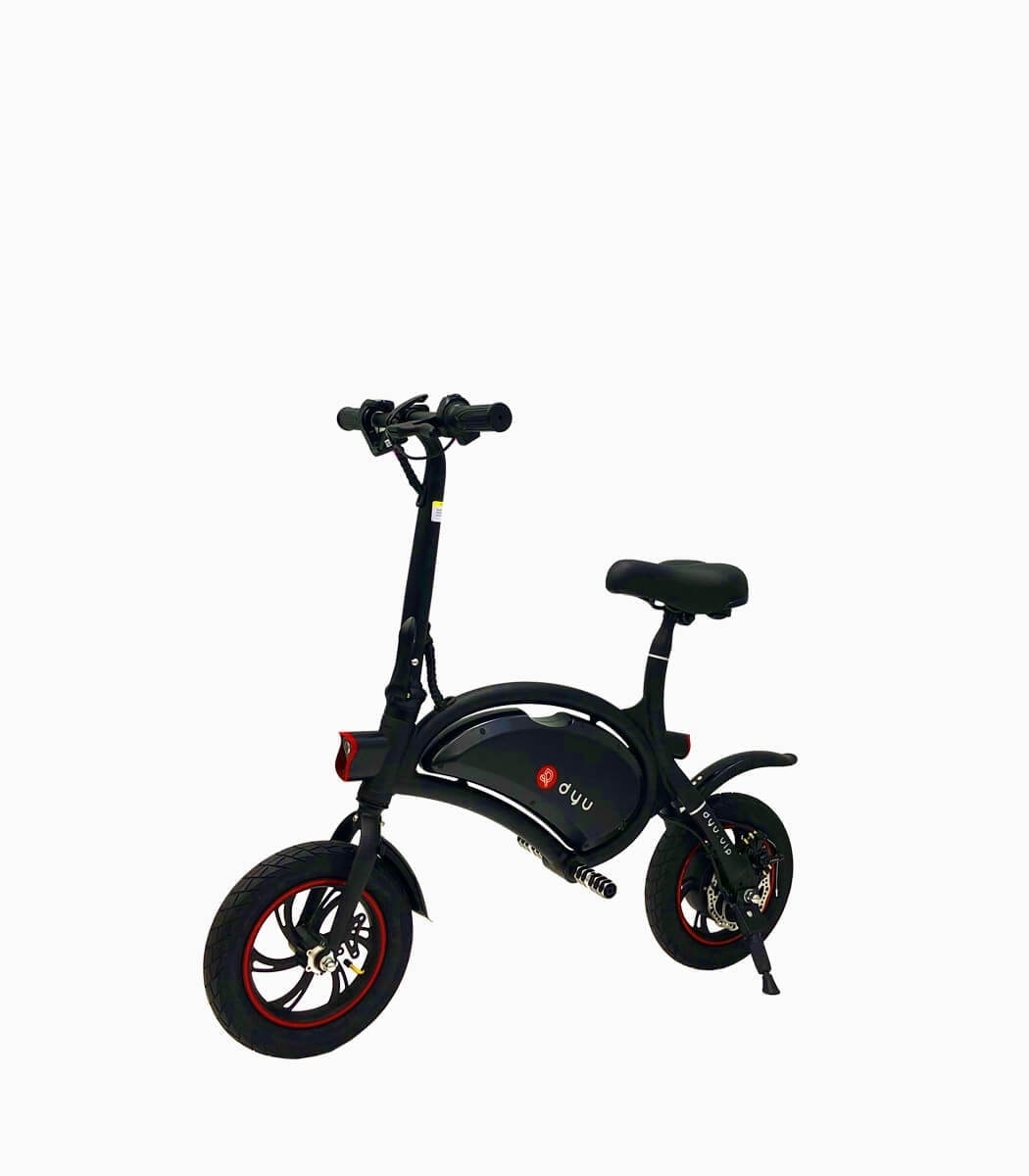 DYU D1 UL2272 Seated Electric Scooter Black Angled Left V1