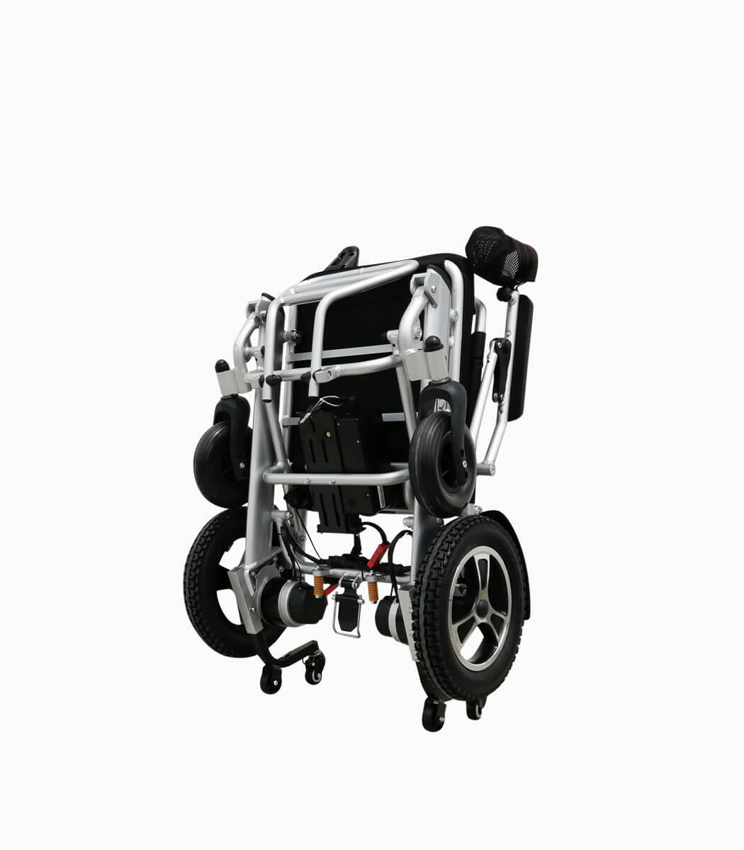 RELYNC YLB motorised electric wheelchair folded angled left