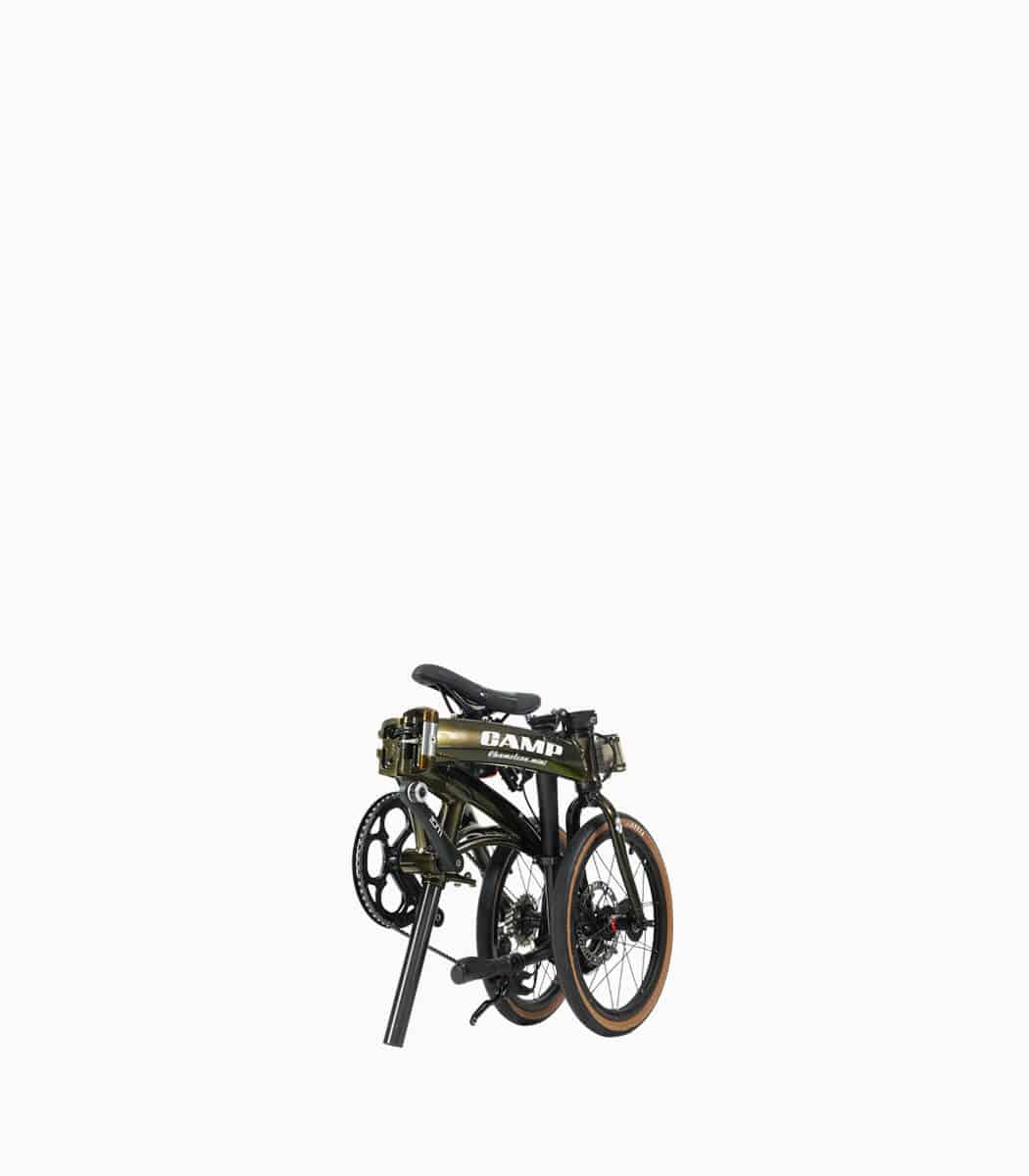 CHAMELEON MINI (BLACK GOLD) foldable bicycle folded angled left