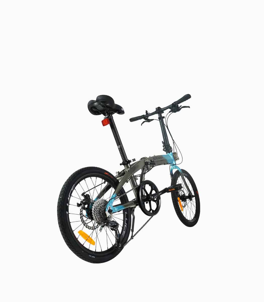 CAMP SPEEDO X (STONE-BLUE) foldable bicycle rear angled right