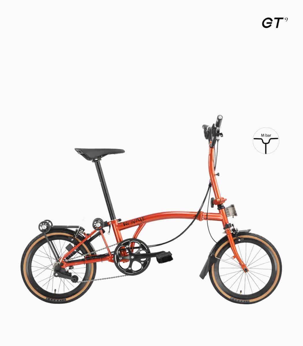 MOBOT ROYALE GT M9 (FIERY ORANGE) foldable bicycle M-bar wtih tanwall tyres high profile rim right