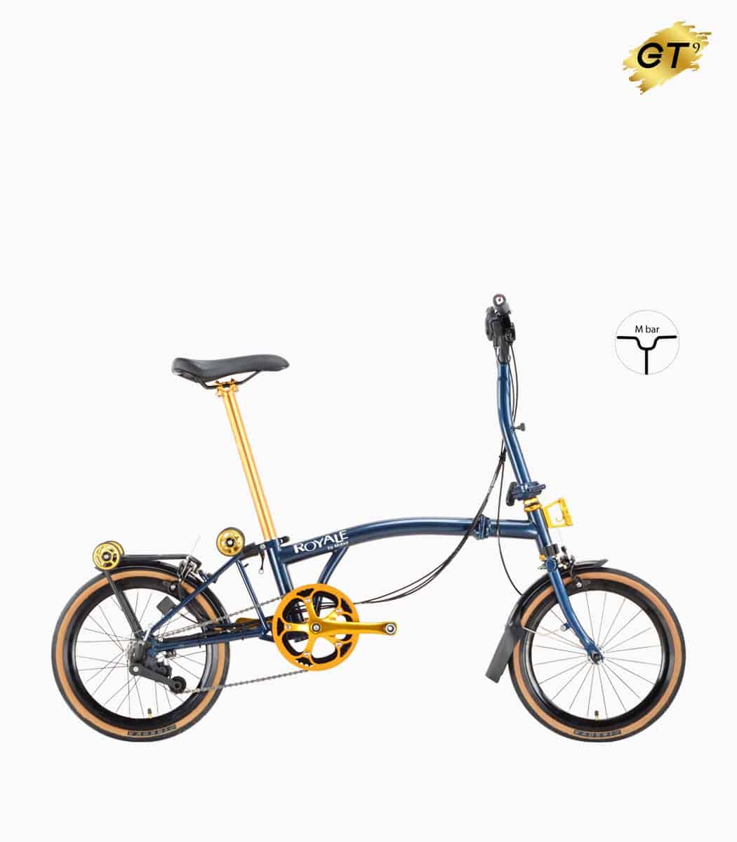 MOBOT ROYALE GT M9 (SPACE BLUE) foldable bicycle gold edition M-bar with tanwall tyres high profile rim right