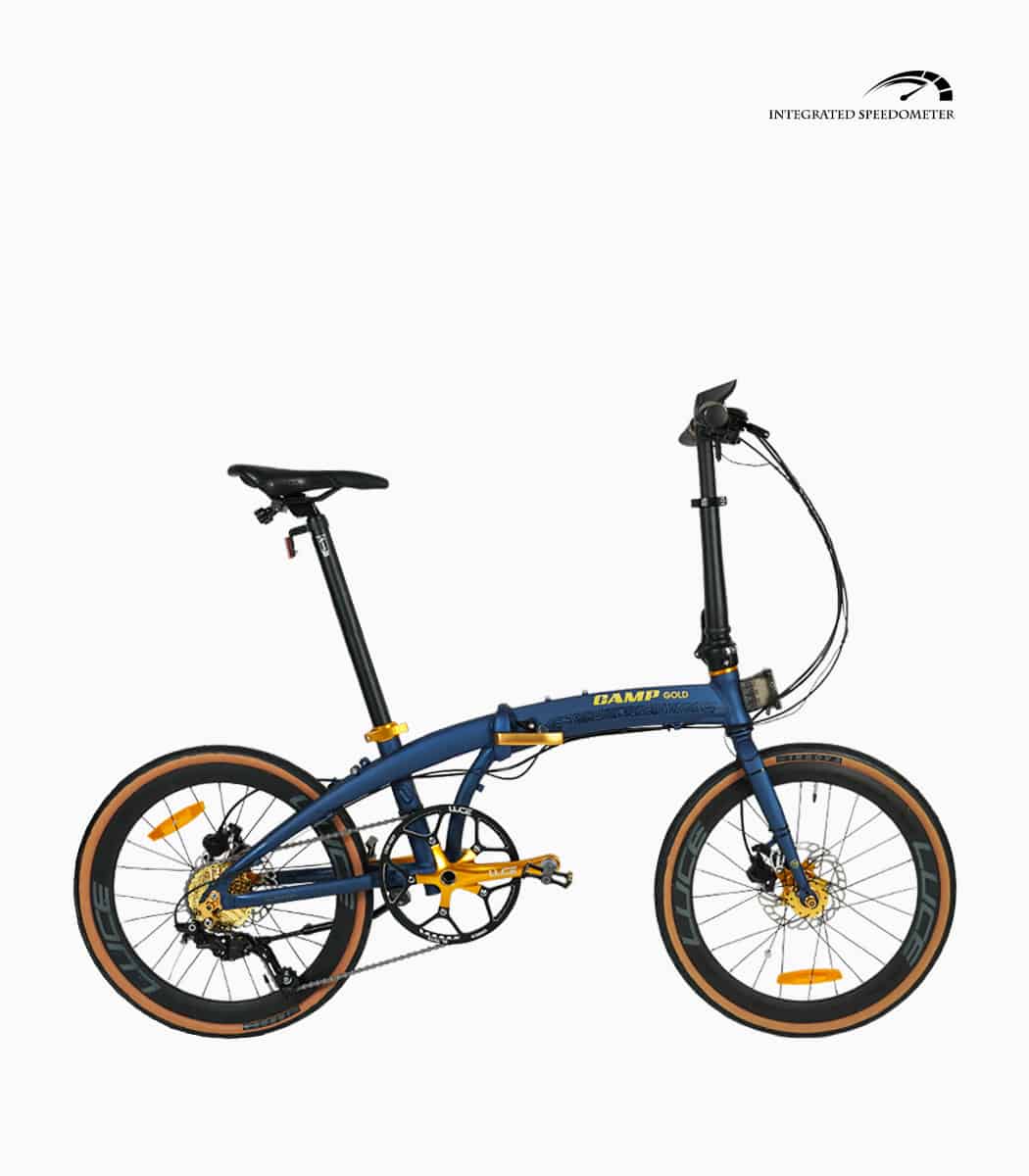 CAMP GOLD Sport (MATT BLUE) foldable bicycle with speedometer right V1