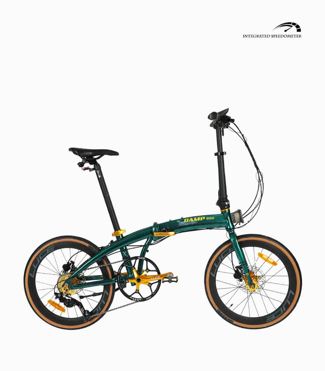 CAMP GOLD Sport (SHINNING GREEN) foldable bicycle with speedometer right