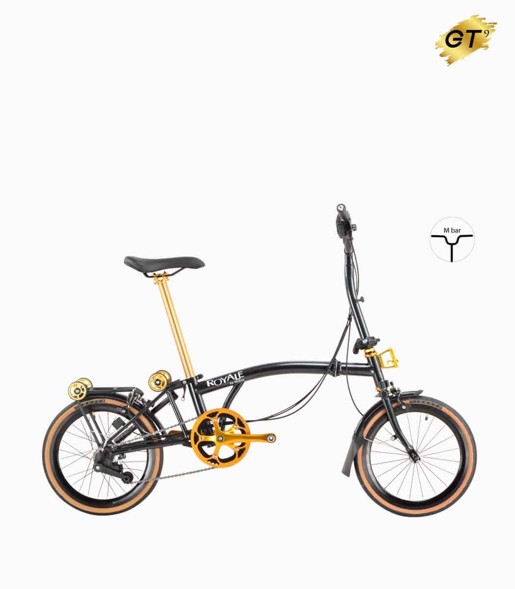 MOBOT ROYALE GT M9 (SPACE BLACK) foldable bicycle gold edition M-bar with tanwall tyres high profile rim right