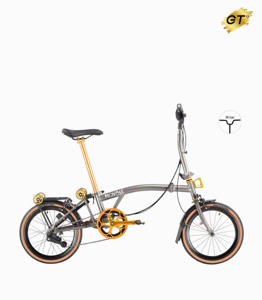 MOBOT ROYALE GT M9 (TITANIUM SILVER) foldable bicycle gold edition M-bar with tanwall tyres high profile rim right