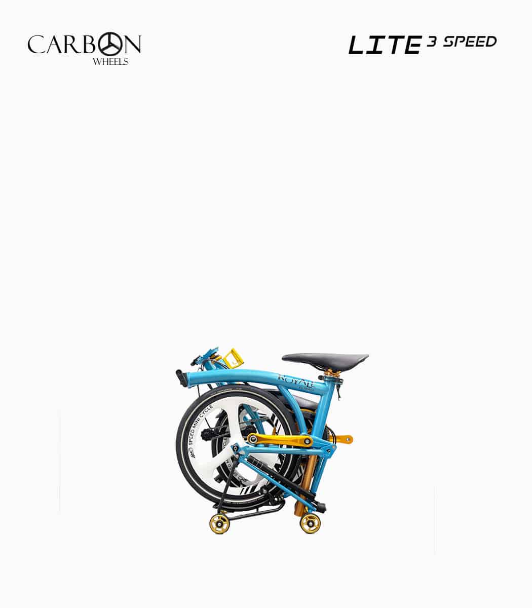 ROYALE Carbon Lite M3 (SKY) foldable bicycle folded left