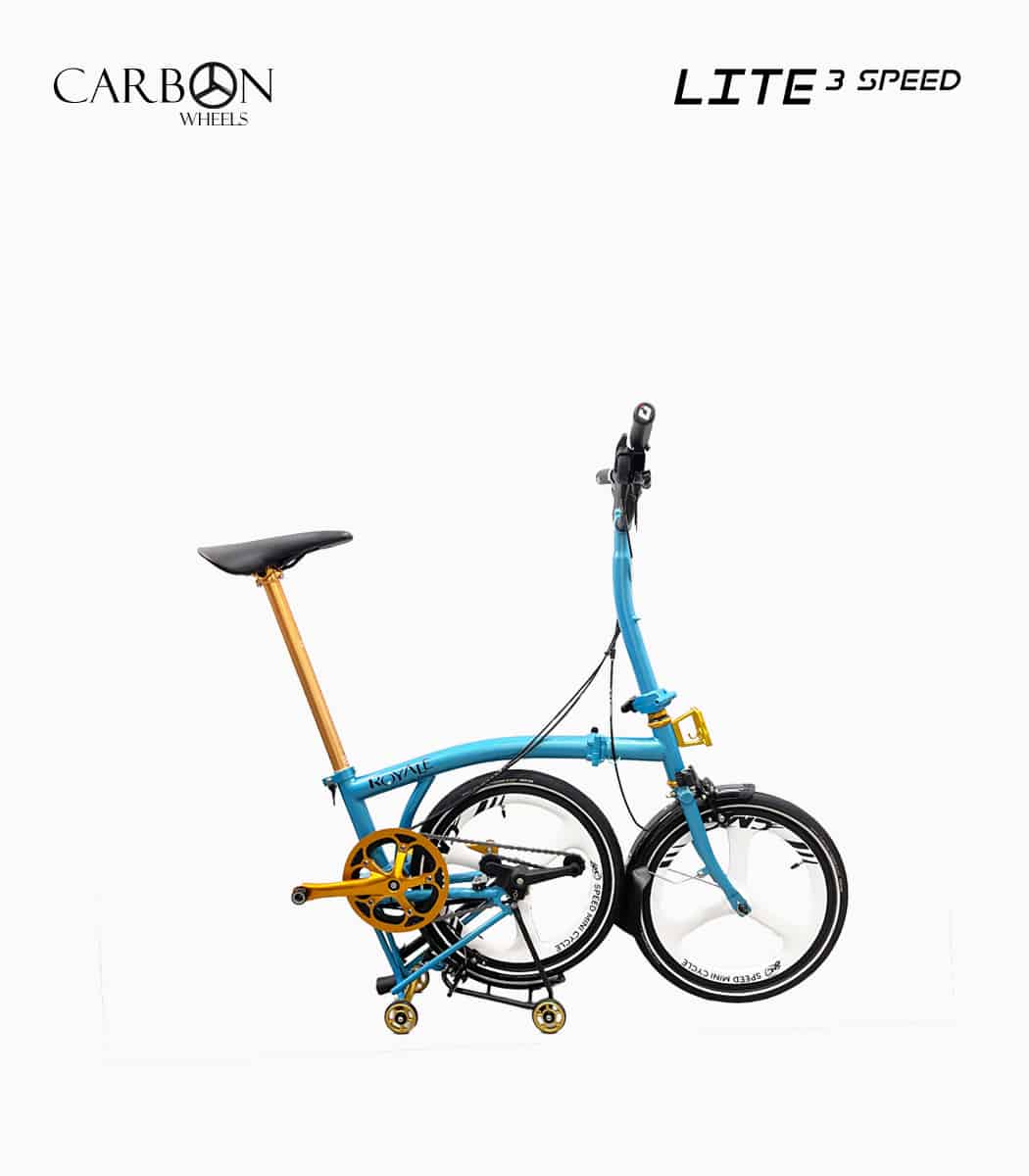 ROYALE Carbon Lite M3 (SKY) foldable bicycle half folded right