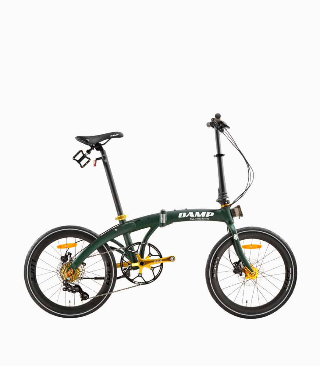 CAMP Chameleon (MATT GREEN) foldable bicycle with reflective tyres right