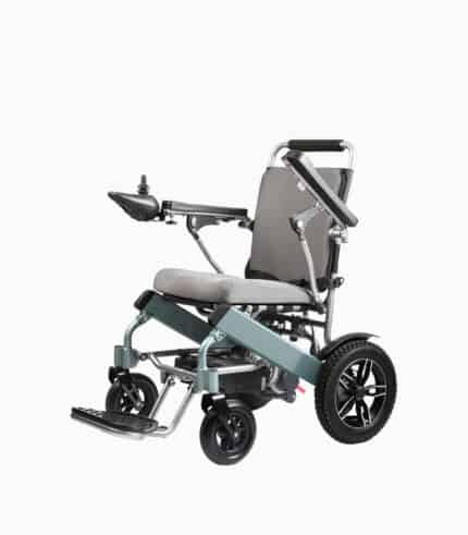 MWheel XT (GREEN20AH) motorised electric wheelchair angled left