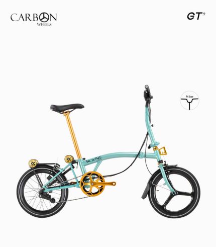 ROYALE CARBON GT M9 (OCEAN BREEZE MINT) foldable bicycle M bar with gold components right